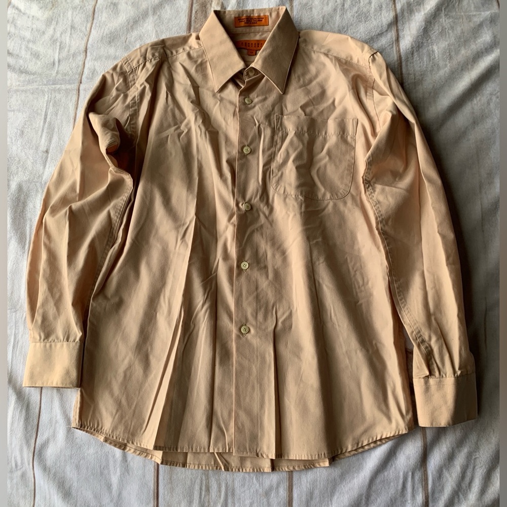 Bergamo NewYork Tan Dress Shirt Size 12